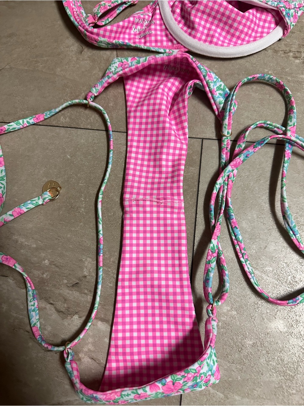Kulani Kinis x Lounge Floral Checkered Bikini Set - Picture 3 of 6